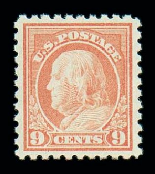 US Stamps Values Scott Catalog # 471 - 9c 1916 Franklin Perf 10. Matthew Bennett International, Dec 2007, Sale 325, Lot 2128