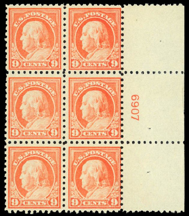 US Stamps Value Scott Catalog 471: 9c 1916 Franklin Perf 10. Daniel Kelleher Auctions, Mar 2013, Sale 635, Lot 548
