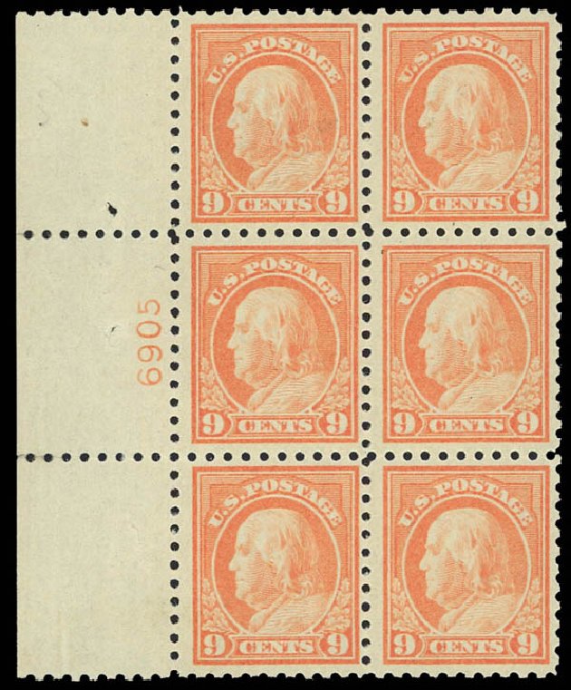 Value of US Stamps Scott Cat. # 471 - 9c 1916 Franklin Perf 10. Daniel Kelleher Auctions, Apr 2012, Sale 629, Lot 354