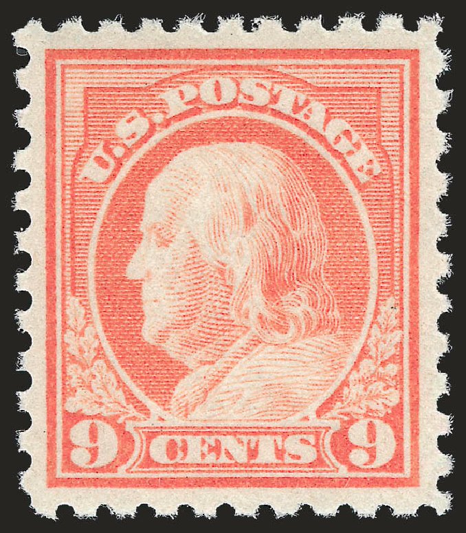 US Stamps Values Scott # 471: 1916 9c Franklin Perf 10. Robert Siegel Auction Galleries, Sep 2009, Sale 976, Lot 2063
