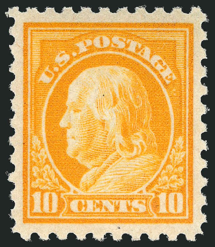 US Stamp Values Scott Catalog 472: 10c 1916 Franklin Perf 10. Robert Siegel Auction Galleries, Dec 2009, Sale 982, Lot 5865