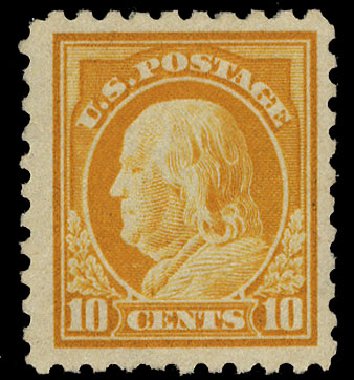 US Stamp Prices Scott Catalogue # 472: 1916 10c Franklin Perf 10. Cherrystone Auctions, Apr 2010, Sale 201004, Lot 262