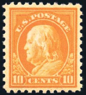 Value of US Stamp Scott #472: 10c 1916 Franklin Perf 10. Harmer-Schau Auction Galleries, Feb 2010, Sale 84, Lot 1606