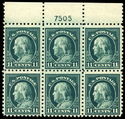 US Stamp Prices Scott 473 - 11c 1916 Franklin Perf 10. Matthew Bennett International, Jun 2008, Sale 328, Lot 985
