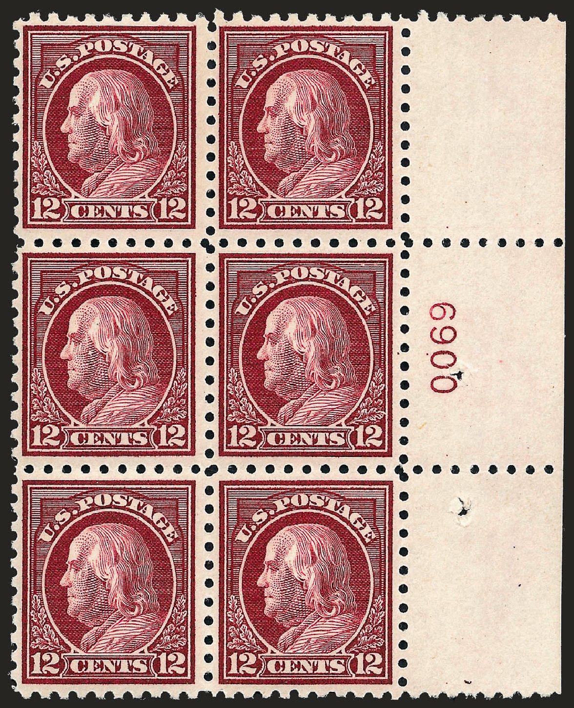 US Stamp Prices Scott Catalog 474 - 12c 1916 Franklin Perf 10. Robert Siegel Auction Galleries, Sep 2008, Sale 962, Lot 2757