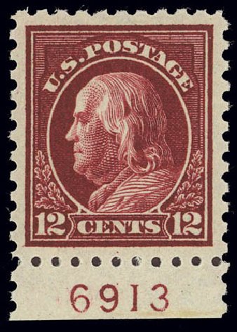 Price of US Stamps Scott Catalogue #474 - 1916 12c Franklin Perf 10. Daniel Kelleher Auctions, Feb 2013, Sale 634, Lot 299