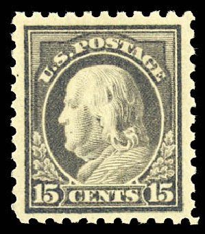 Costs of US Stamps Scott Cat. 475: 15c 1916 Franklin Perf 10. Daniel Kelleher Auctions, Dec 2012, Sale 633, Lot 847