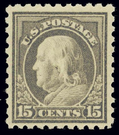 US Stamps Value Scott Cat. # 475: 15c 1916 Franklin Perf 10. Daniel Kelleher Auctions, Feb 2013, Sale 634, Lot 300
