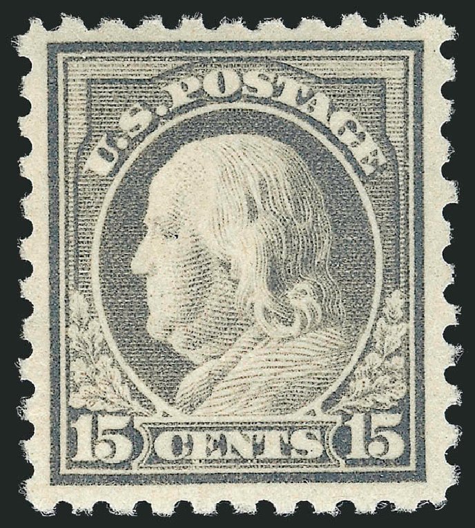 US Stamp Values Scott Catalogue #475 - 15c 1916 Franklin Perf 10. Robert Siegel Auction Galleries, May 2013, Sale 1044, Lot 290