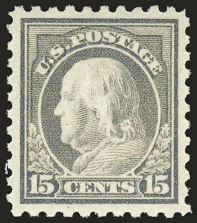 US Stamps Values Scott Catalogue # 475 - 1916 15c Franklin Perf 10. Robert Siegel Auction Galleries, Apr 2009, Sale 972, Lot 3350