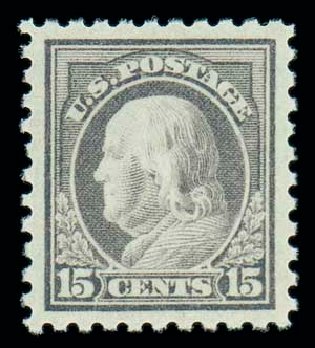 US Stamp Value Scott Catalogue # 475 - 15c 1916 Franklin Perf 10. Matthew Bennett International, Dec 2007, Sale 325, Lot 2131