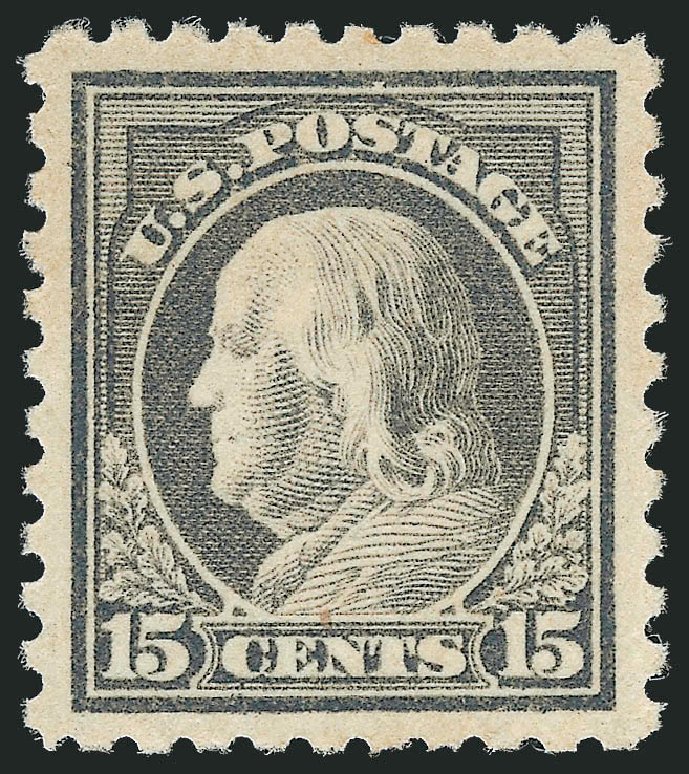 US Stamp Values Scott # 475: 1916 15c Franklin Perf 10. Robert Siegel Auction Galleries, Oct 2011, Sale 1014, Lot 1971