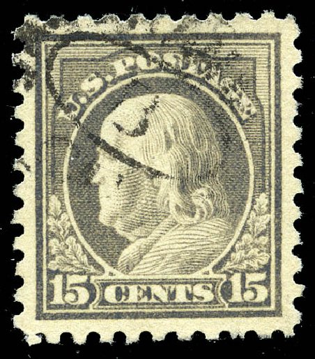 US Stamp Values Scott Catalogue 475 - 15c 1916 Franklin Perf 10. Matthew Bennett International, May 2014, Sale 350, Lot 622