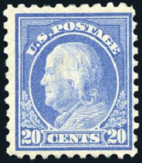 US Stamp Values Scott Catalogue 476: 1916 20c Franklin Perf 10. Harmer-Schau Auction Galleries, Feb 2010, Sale 84, Lot 1608