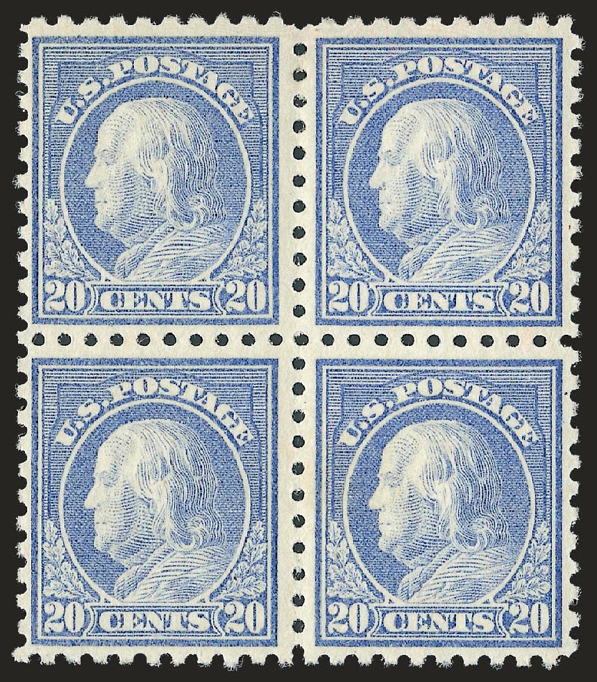 US Stamps Price Scott Cat. 476 - 1916 20c Franklin Perf 10. Robert Siegel Auction Galleries, Dec 2009, Sale 982, Lot 5870
