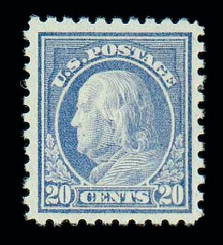 Value of US Stamps Scott Catalog # 476: 1916 20c Franklin Perf 10. Matthew Bennett International, Dec 2007, Sale 325, Lot 2134