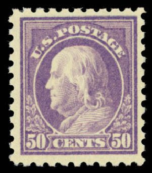 Price of US Stamp Scott Catalogue #477: 50c 1917 Franklin Perf 10. Daniel Kelleher Auctions, Apr 2013, Sale 636, Lot 367