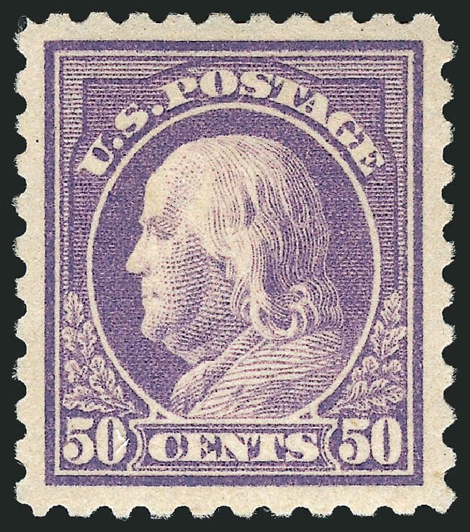 US Stamps Values Scott #477 - 1917 50c Franklin Perf 10. Robert Siegel Auction Galleries, Apr 2014, Sale 1068, Lot 287
