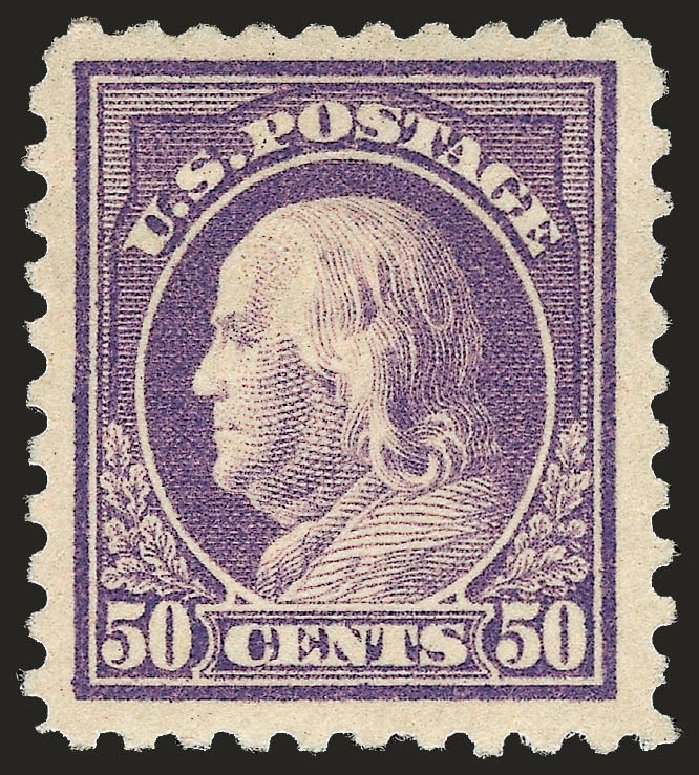 US Stamps Value Scott Catalogue #477: 50c 1917 Franklin Perf 10. Robert Siegel Auction Galleries, Sep 2008, Sale 962, Lot 2758