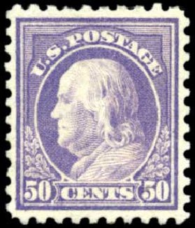 US Stamps Values Scott Catalogue #477 - 1917 50c Franklin Perf 10. Harmer-Schau Auction Galleries, Oct 2010, Sale 87, Lot 310