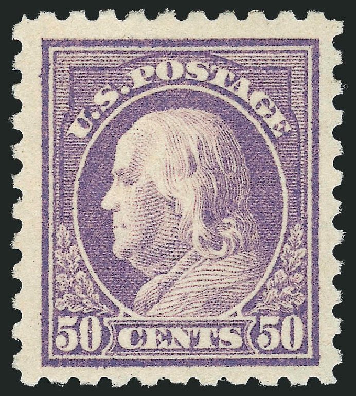 Values of US Stamps Scott Catalogue # 477: 50c 1917 Franklin Perf 10. Robert Siegel Auction Galleries, Oct 2008, Sale 963, Lot 1010