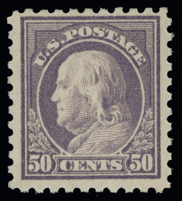 Prices of US Stamp Scott Catalog 477 - 1917 50c Franklin Perf 10. Spink Shreves Galleries, Aug 2013, Sale 144, Lot 260