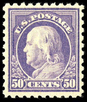 Cost of US Stamp Scott Catalog 477: 50c 1917 Franklin Perf 10. Matthew Bennett International, Dec 2008, Sale 330, Lot 1801