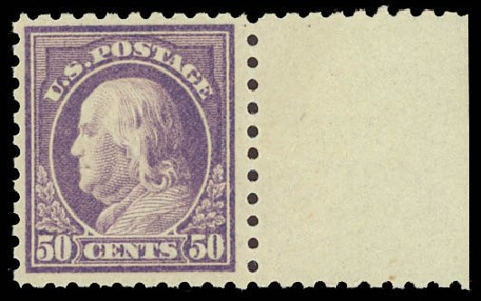US Stamps Prices Scott Catalog 477 - 1917 50c Franklin Perf 10. Daniel Kelleher Auctions, Jun 2012, Sale 630, Lot 1861