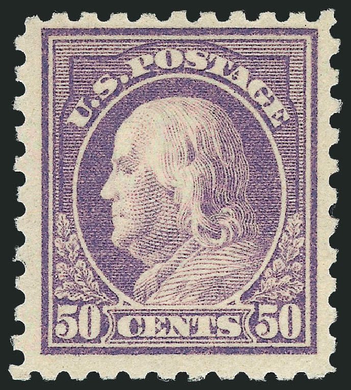 US Stamps Prices Scott 477: 1917 50c Franklin Perf 10. Robert Siegel Auction Galleries, Jul 2013, Sale 1050, Lot 591