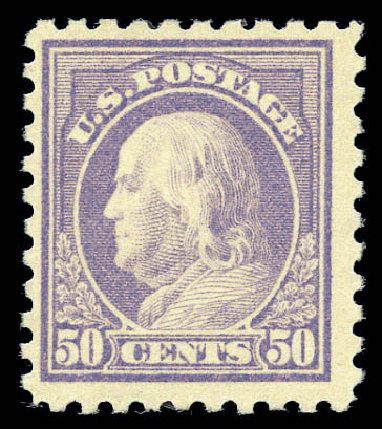 Value of US Stamps Scott Catalogue # 477: 50c 1917 Franklin Perf 10. Matthew Bennett International, Sep 2010, Sale 333, Lot 3774