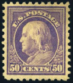 Price of US Stamp Scott Cat. 477: 50c 1917 Franklin Perf 10. Harmer-Schau Auction Galleries, Aug 2012, Sale 94, Lot 1574