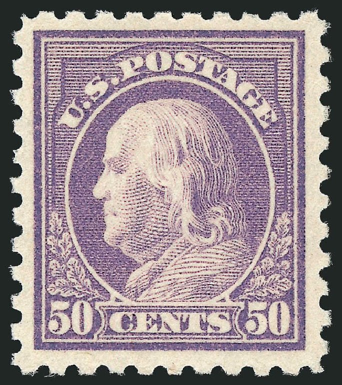 Values of US Stamps Scott Catalogue # 477 - 1917 50c Franklin Perf 10. Robert Siegel Auction Galleries, Dec 2011, Sale 1017, Lot 834