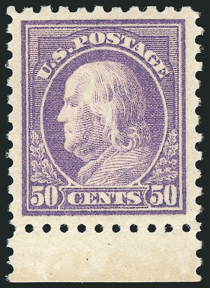 US Stamp Value Scott Catalogue #477: 50c 1917 Franklin Perf 10. Robert Siegel Auction Galleries, Nov 2012, Sale 1034, Lot 444