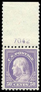 US Stamps Price Scott Cat. #477 - 50c 1917 Franklin Perf 10. Schuyler J. Rumsey Philatelic Auctions, Apr 2015, Sale 60, Lot 2405