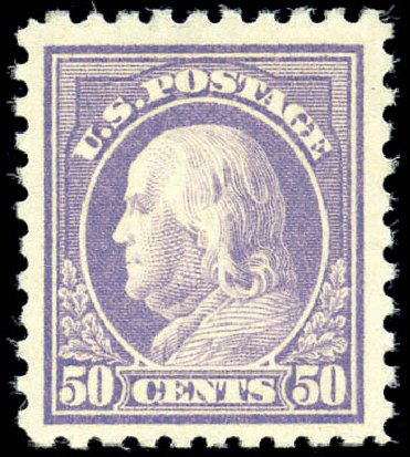 Value of US Stamps Scott Catalog # 477 - 1917 50c Franklin Perf 10. Matthew Bennett International, Sep 2010, Sale 331, Lot 742