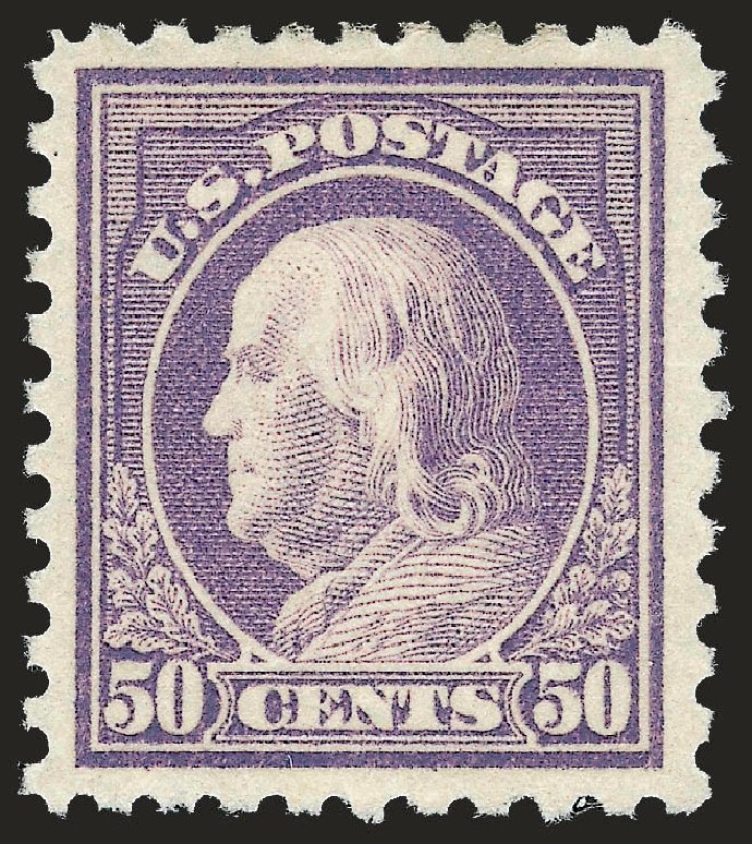Values of US Stamp Scott Catalog # 477: 50c 1917 Franklin Perf 10. Robert Siegel Auction Galleries, Dec 2009, Sale 982, Lot 5872