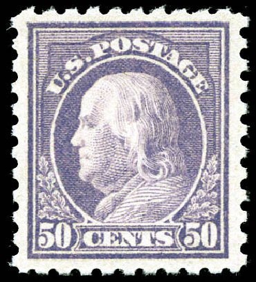 US Stamps Value Scott #477 - 1917 50c Franklin Perf 10. Matthew Bennett International, Sep 2011, Sale 338, Lot 1943