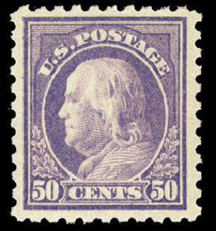 Cost of US Stamp Scott # 477 - 1917 50c Franklin Perf 10. Cherrystone Auctions, Apr 2010, Sale 201004, Lot 263