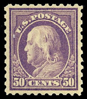 Prices of US Stamp Scott Catalog # 477: 1917 50c Franklin Perf 10. Daniel Kelleher Auctions, Dec 2012, Sale 633, Lot 853