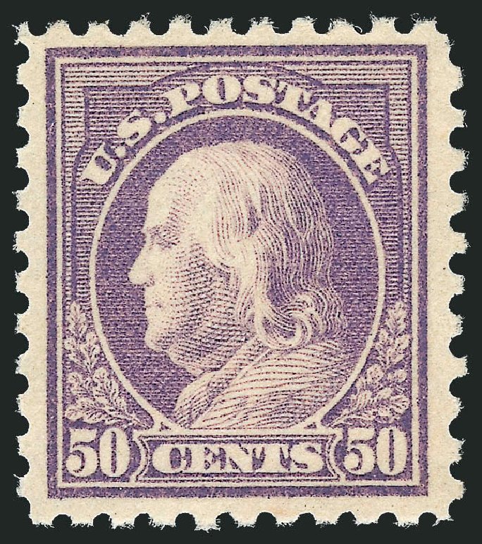 US Stamp Values Scott Catalog 477 - 1917 50c Franklin Perf 10. Robert Siegel Auction Galleries, Jul 2014, Sale 1077, Lot 293
