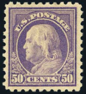 Value of US Stamps Scott #477 - 1917 50c Franklin Perf 10. Harmer-Schau Auction Galleries, Aug 2014, Sale 102, Lot 2036
