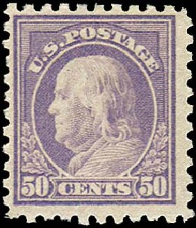 US Stamp Price Scott Catalog 477: 1917 50c Franklin Perf 10. Regency-Superior, Nov 2014, Sale 108, Lot 886
