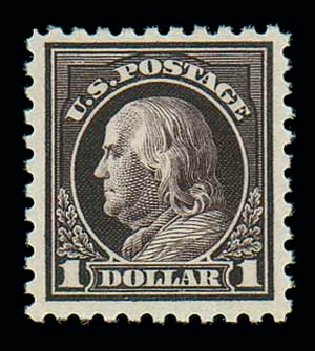 Values of US Stamps Scott Catalog 478 - 1916 US$1.00 Franklin Perf 10. Matthew Bennett International, Jun 2007, Sale 319, Lot 1467