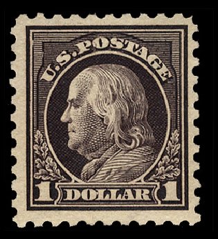 Prices of US Stamp Scott Catalogue #478: 1916 US$1.00 Franklin Perf 10. Cherrystone Auctions, Apr 2014, Sale 201404, Lot 87