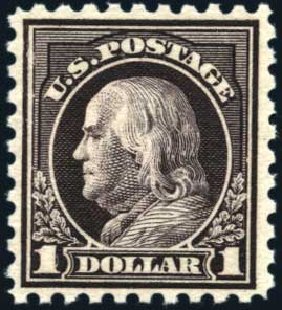 Prices of US Stamps Scott Catalog #478 - 1916 US$1.00 Franklin Perf 10. Harmer-Schau Auction Galleries, Mar 2011, Sale 89, Lot 337