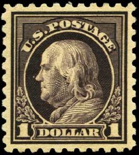 Price of US Stamps Scott 478: US$1.00 1916 Franklin Perf 10. Harmer-Schau Auction Galleries, Feb 2012, Sale 92, Lot 1167