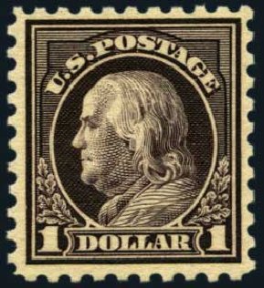 Price of US Stamps Scott Catalog # 478 - 1916 US$1.00 Franklin Perf 10. Harmer-Schau Auction Galleries, Aug 2012, Sale 94, Lot 1577