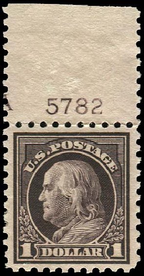 US Stamp Values Scott Catalog # 478: US$1.00 1916 Franklin Perf 10. Regency-Superior, Jan 2015, Sale 109, Lot 1267