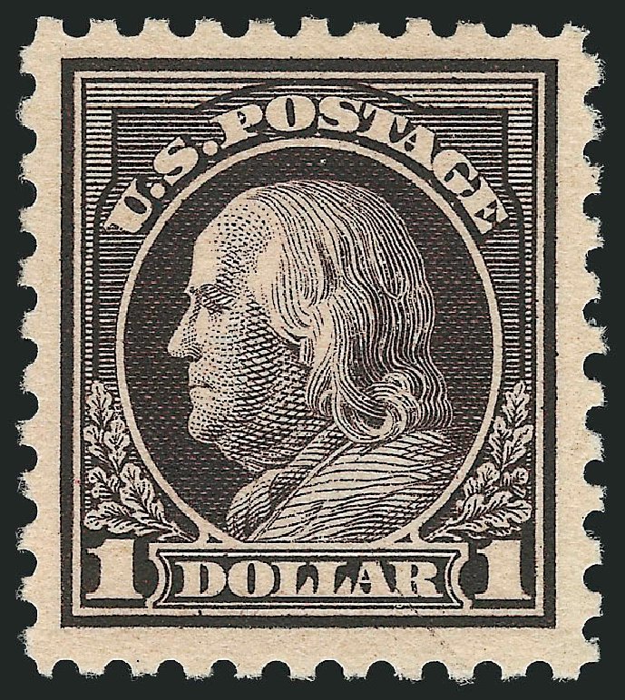 Value of US Stamp Scott Catalog 478: US$1.00 1916 Franklin Perf 10. Robert Siegel Auction Galleries, Dec 2013, Sale 1062, Lot 677