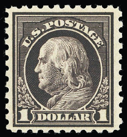 US Stamps Value Scott Catalog 478: US$1.00 1916 Franklin Perf 10. Matthew Bennett International, Sep 2012, Sale 346, Lot 849
